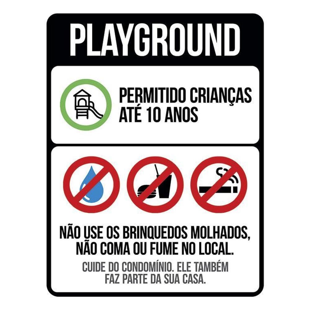 Kit 3 Placas Regras Normas Uso Playground