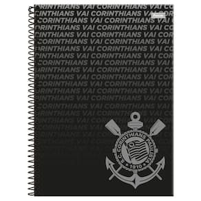 Caderno Corinthians Capa Dura Espiral 1 Matéria 80F Escolar