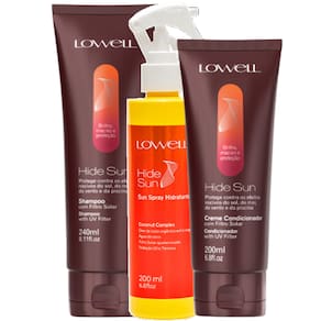 Kit Lowell Hide Sun Shampoo 240ml + Condicionador 200ml + Spray Hidratante 200ml