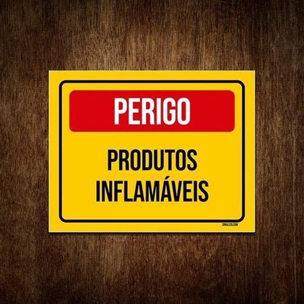 Placa De Sinalização - Perigo Produtos Inflamáveis 36X46
