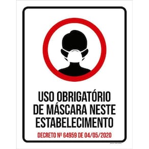 Kit 3 Placas Uso Obrigatório Máscara Estabelecimento