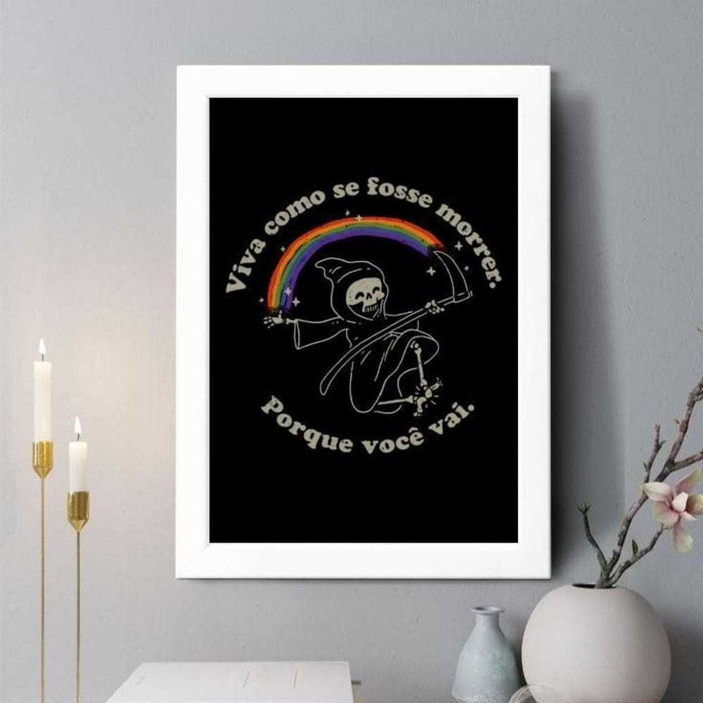 Quadro Decorativo Viva Como Se Fosse Morrer 33X24Cm - Vidro