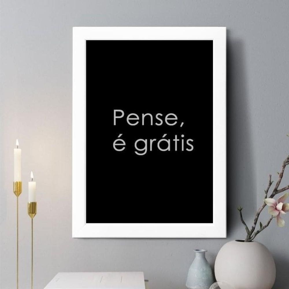 Quadro Decorativo Pense É 33X24Cm - Com Vidro
