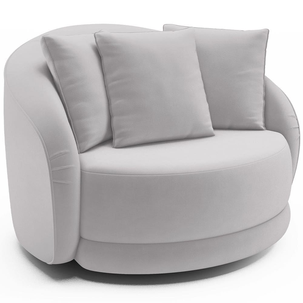 Poltrona Decorativa Para Sala de Estar Base Giratória Witta M03 Veludo Cinza - Lyam Decor