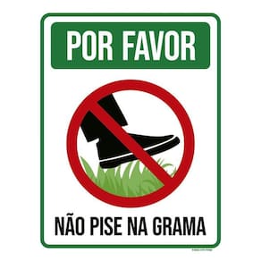 Kit 10 Placas Por Favor Não Pise Na Grama Desenho 27X35