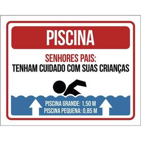 Placa Piscina Senhores Pais Cuidado Com Crianças 36X46