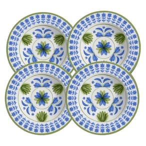 Jogo De Pratos Fundo Cerâmica 25Cm 4 Peças Alleanza Florido