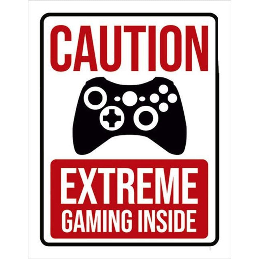 Kit 3 Placas Sinalização Caution Extreme Gaming Inside Xb