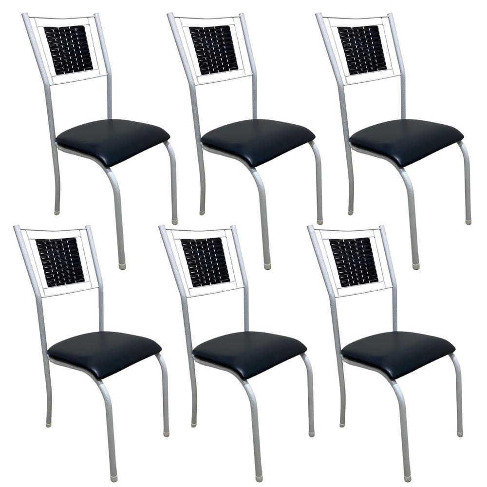 Kit 6 Cadeira Jantar Belize Branca Assento Estofado Tecido Corino