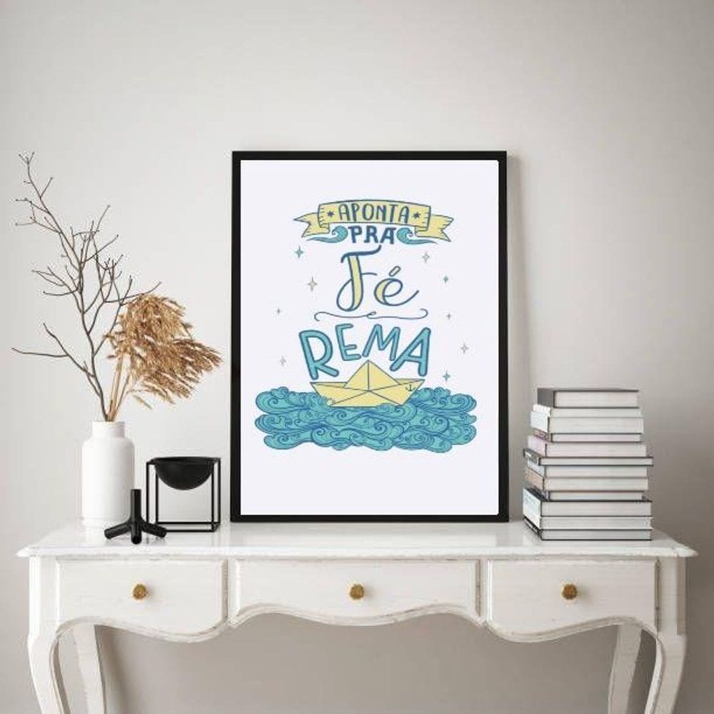 Quadro Aponta Pra Fé E Rema 24X18Cm