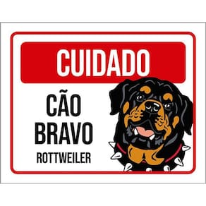 Kit 3 Placas Cuidado Cão Cachorro Bravo Rottweiler