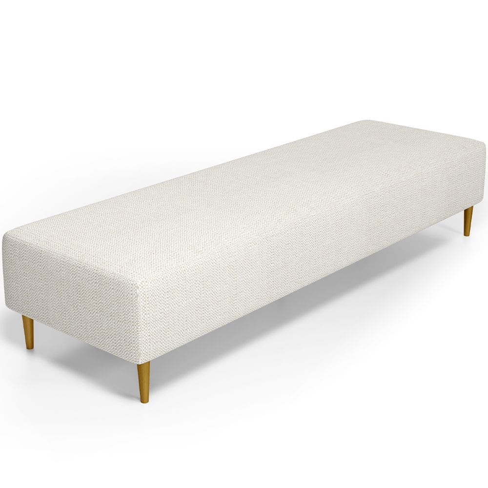 Puff Decorativo Sala de Estar Bali W01 Pés Palito 210x60cm Linho Champagne - Lyam Decor