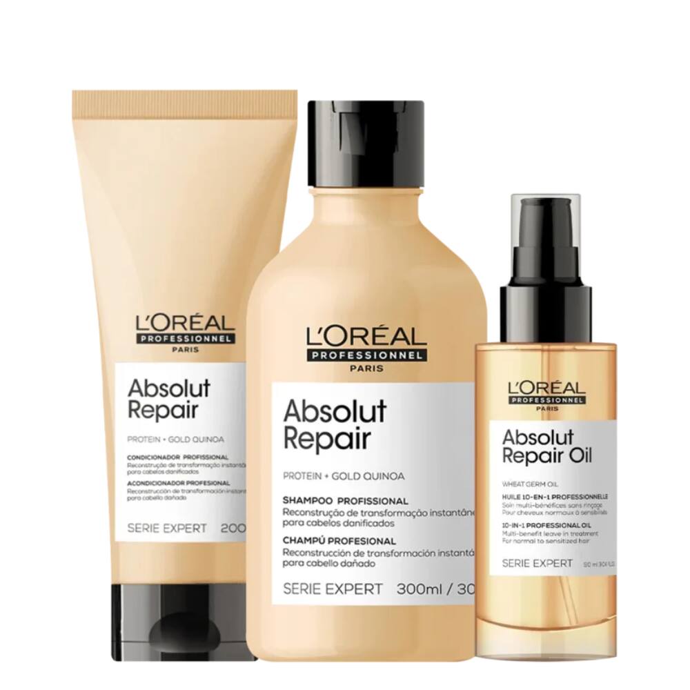 Kit L`Oréal Professionnel Absolut Repair Gold Quinoa + Protein Triplo (3 Produtos)