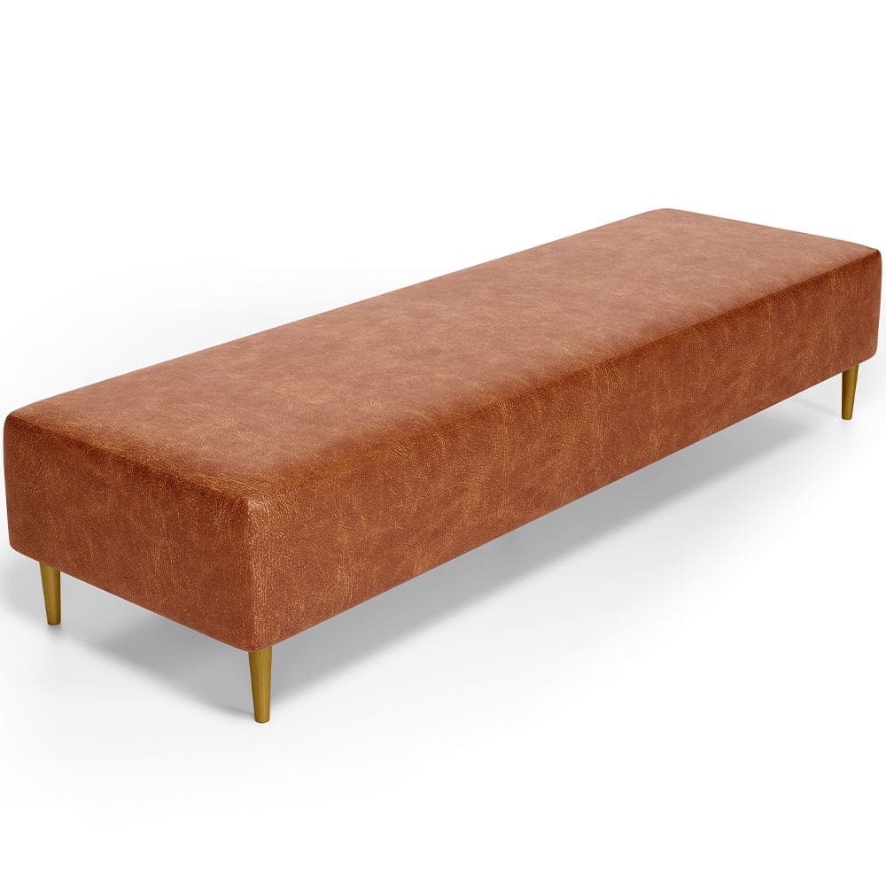 Puff Decorativo Sala de Estar Bali W01 Pés Palito 170x60cm Couríssimo Camel - Lyam Decor