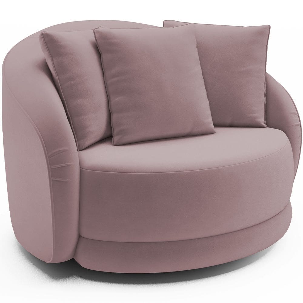 Poltrona Decorativa Para Sala de Estar Base Giratória Witta M03 Veludo Rosê - Lyam Decor