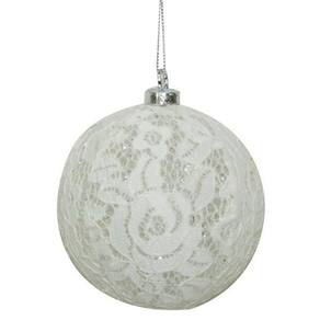 Enfeite De Natal Bola Branca Com Luz Arvore/Mesa/Porta 08Cm
