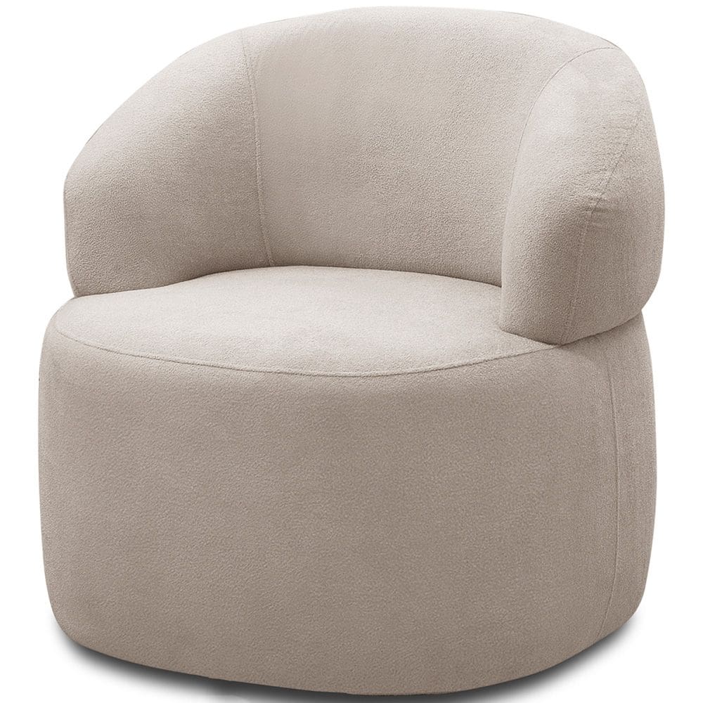 Poltrona Giratória Sala de Estar Living Orgânico Carmen F04 Bouclê Bege - Lyam Decor