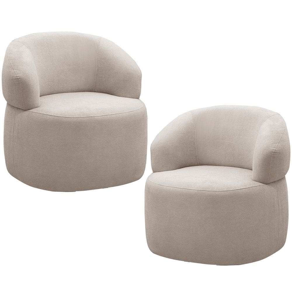Kit 2 Poltronas Giratórias Sala Living Orgânico Carmen F04 Veludo Bege - Lyam Decor