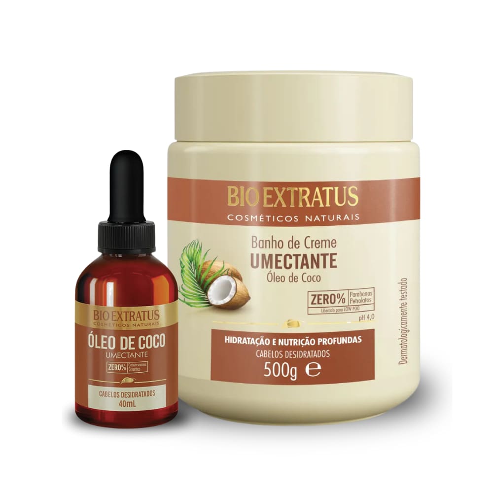 Kit Bio Extratus Umectante Banho de Creme e Óleo de Coco 500g