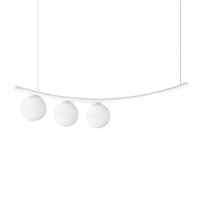 Lustre Pendente Ktna BRANCO 3 Globos Vidro Branco