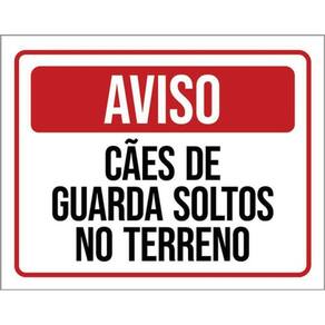 Kit 5 Placas Aviso Cães Guarda Soltos Terreno 36X46