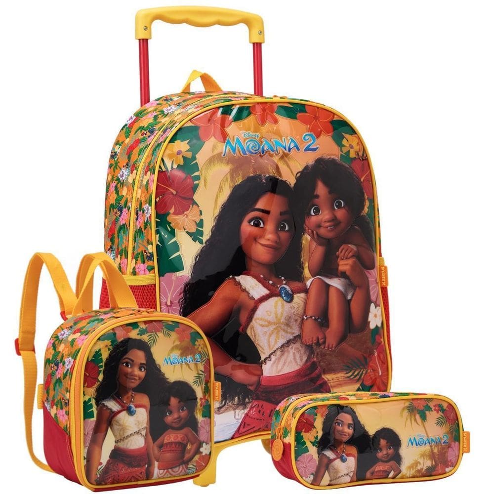 Kit Mochila Rodas 16 Moana Lancheira E Estojo Escolar