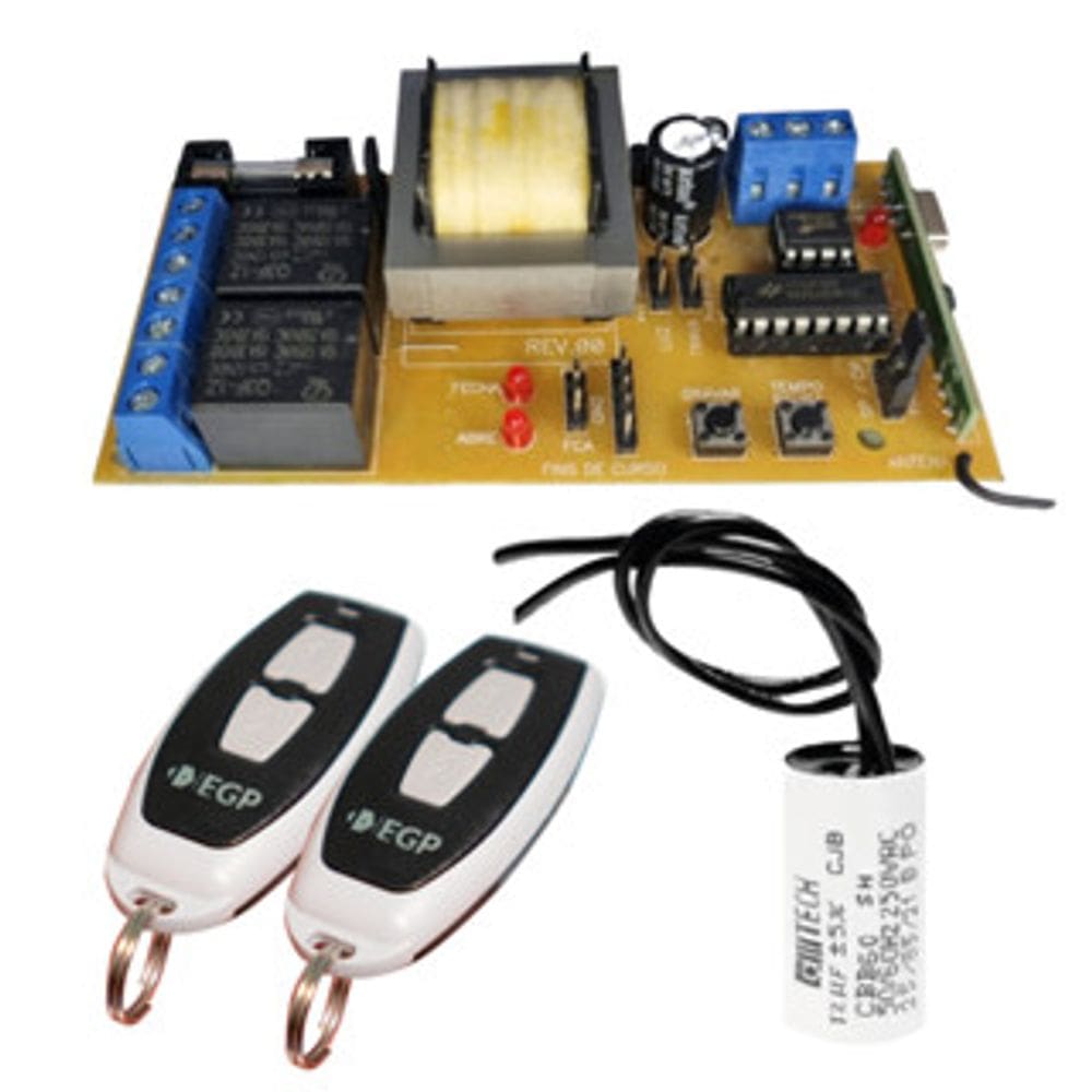 Kit Central Nb52 e Capacitor 12uf com 2 Controles Configurados para Portão Automático de Casas