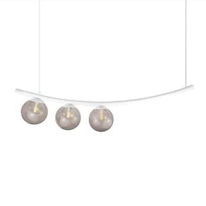 Lustre Pendente Ktna PRATA 3 Globos Vidro Fumê
