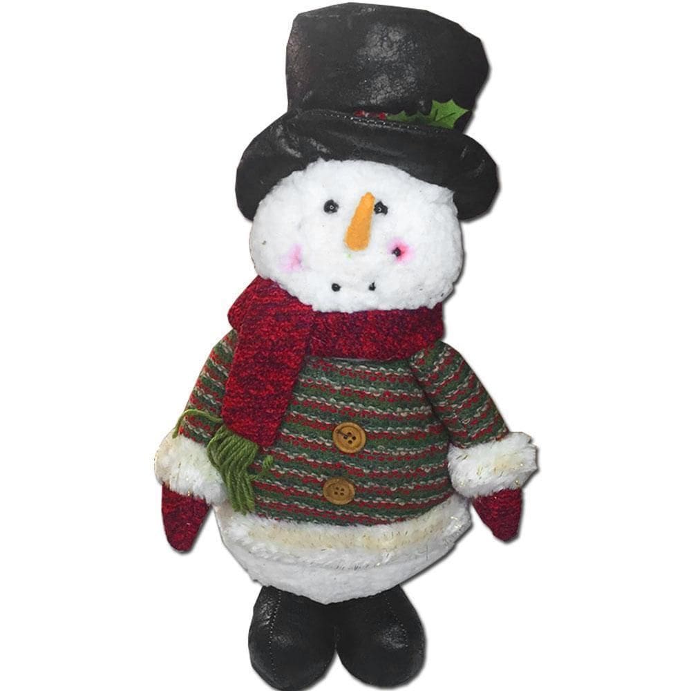 Boneco De Neve Em Pé Com Chapéu Natal Verde Branco Vermelho