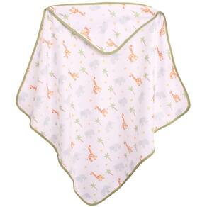 Toalha Para Bebê 70Cm X 70Cm De Banho Com Capuz Safari Verde