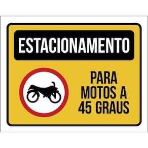 Placa Sinalização Estacionamento Para Motos A 45 Graus 36X46
