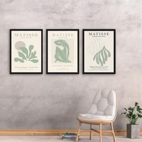 Kit 3 Quadros Matisse Verde Suave 45X34Cm