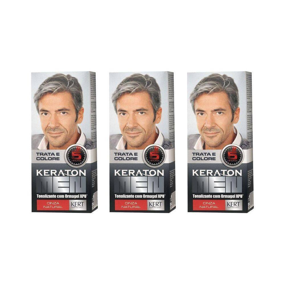 Coloraçao Keraton Men Cinza Natural - Kit C/3Un