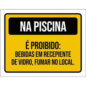 Placa Piscina Proibido Bebidas Vidro Fumar 36X46