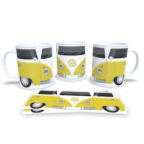 Caneca Branca de Porcelana Personalizada Coleção Kombi