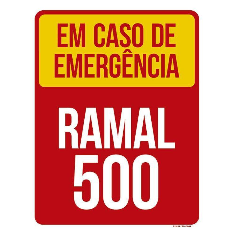 Placa Em Caso De Emergência Ramal 500 Segurança Aviso 36X46