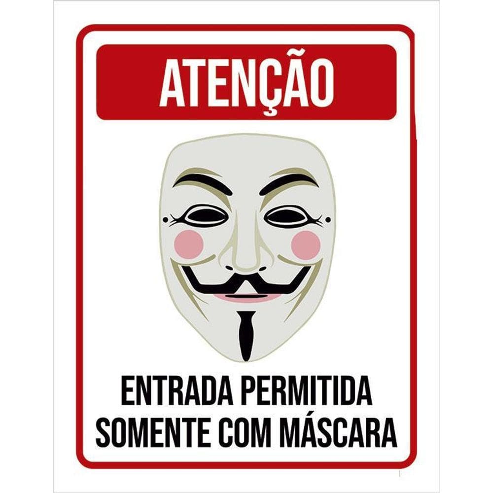 Placa Decorativa - Entrada Permitida Com Máscara 36X46