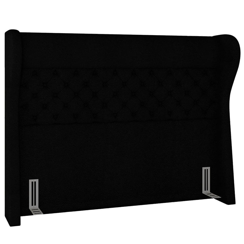 Cabeceira Cama Box Queen 160 cm P05 Madrid Bouclê Preto - Lyam Decor