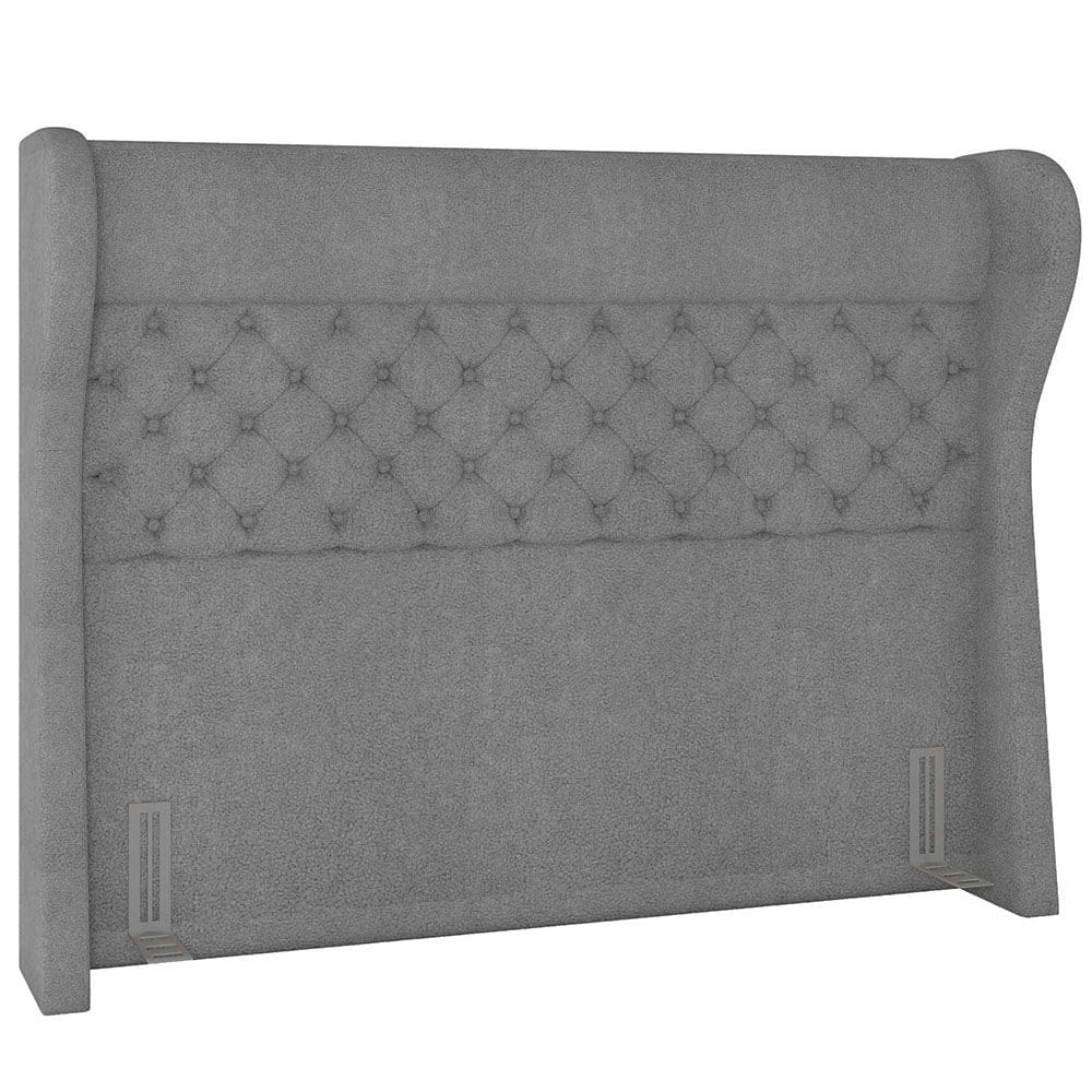 Cabeceira Cama Box Queen 160 cm P05 Madrid Bouclê Cinza - Lyam Decor