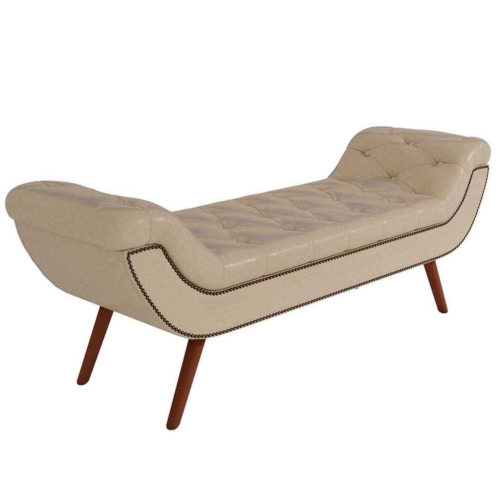 Puff Recamier Decorativo com Tachas 160 cm Santorini Facto Dunas Bege - Lyam Decor