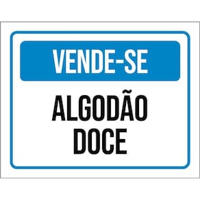 Placa Sinalização - Vende-Se Algodão Doce Azul 36X46