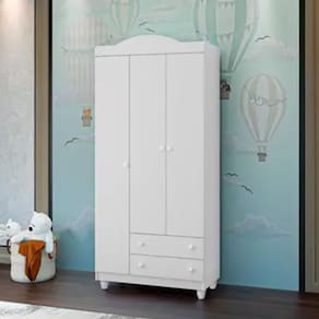 Roupeiro Lara 3 Portas E 2 Gavetas Em Mdf Branco