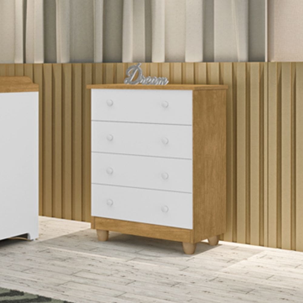 Comoda Lara 4 Gavetas Nature / Branco
