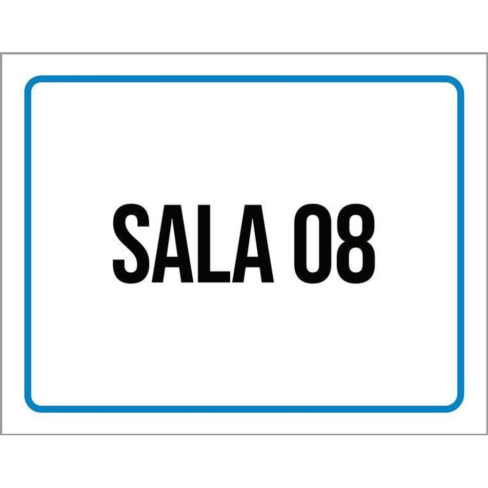 Placa Sinalização Azul Sala 8 36X46