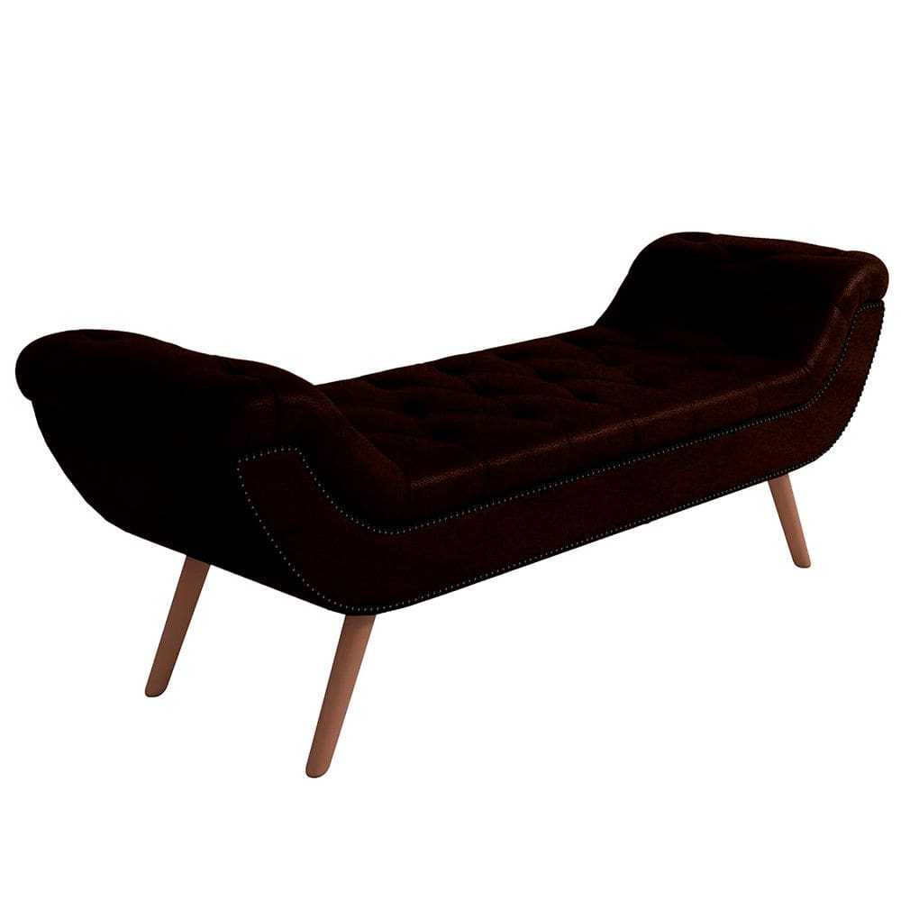 Puff Recamier Decorativo com Tachas 140 cm Santorini Couríssimo Marrom - Lyam Decor