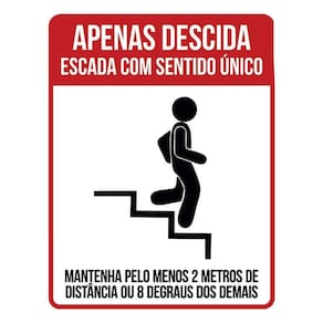 Kit 3 Placas Apenas Descida Escada Sentido Único Distancia
