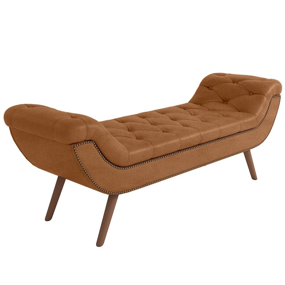 Puff Recamier Decorativo com Tachas 140 cm Santorini Couríssimo Whisky - Lyam Decor