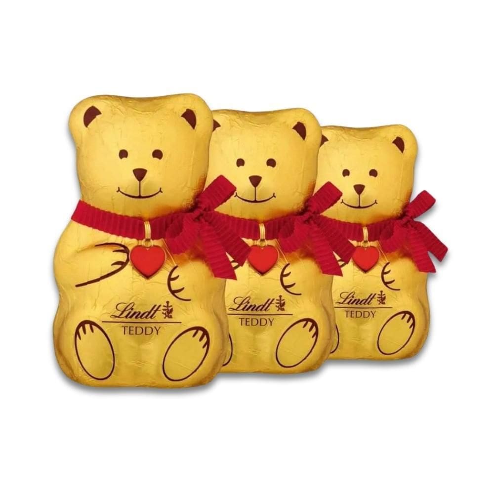 Chocolate Suíco Urso Teddy De Natal Lindt Kit 3 Unidades 40G
