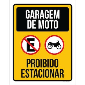 Placa Sinalização Garagem De Moto Proibido Estacionar 36X46