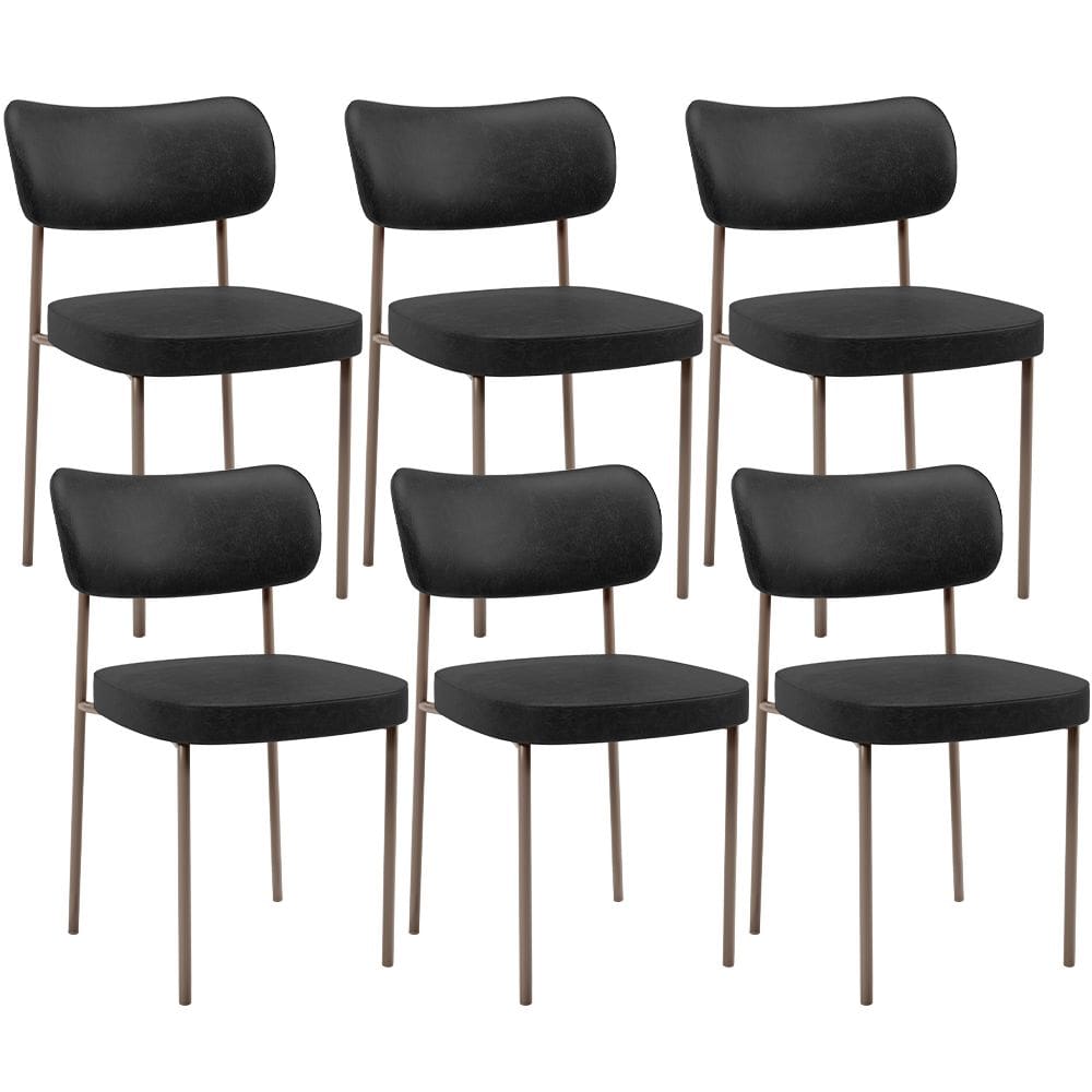 Kit 06 Cadeiras Estofadas Para Sala De Jantar Melina Base Arena L02 Couríssimo Preto - Lyam Decor